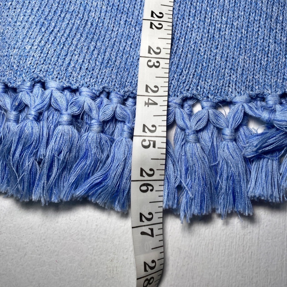 J. McGlaughlin Blue Loose Knit Long Sleeve Top with Tassels - Picture 12 of 12
